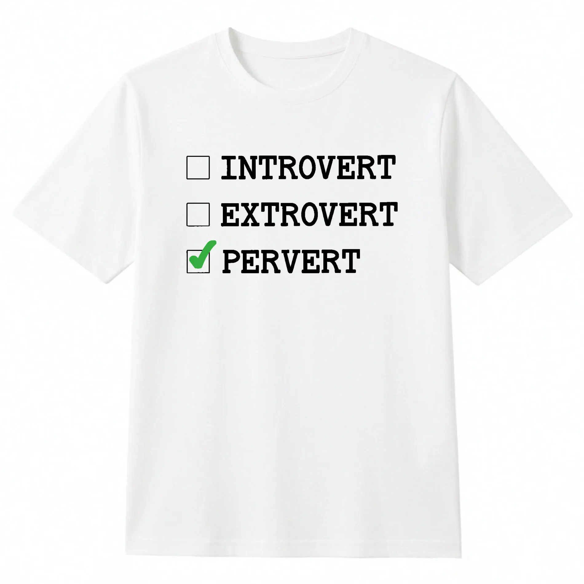 Men's Short-Sleeve Denim Cargo Casual T-Shirt - Introvert Extrovert Pervert Unhinged Statement, Offending, Inappropriate Humor, Weirdcore, Rude, Raunchy Sayings Grunge Adult Gift (Menswear), Shortsleeve