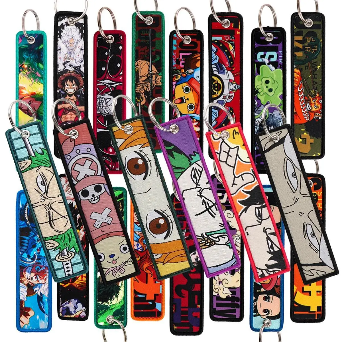 1Pcs Japanese Anime Cool Embroidery Key Fobs Backpack Manga Boys Key Tags Motorcycles Keychain Keyrings Cosplay Accessories Gift