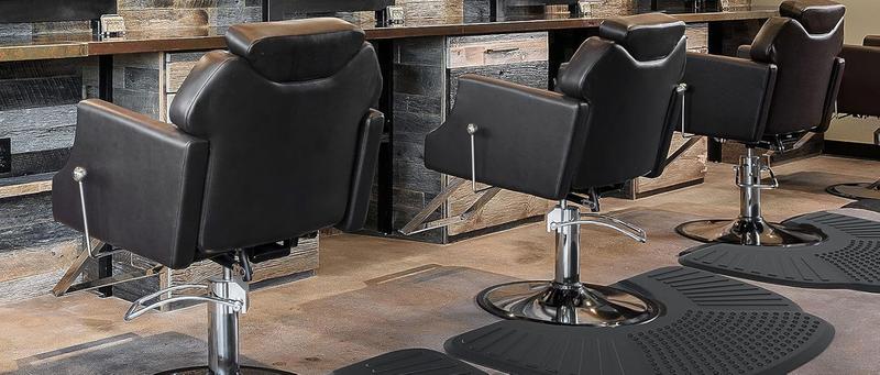 OmySalon Salon Mat for Hair Stylist Anti Fatigue, Thick Barber Chair Mats with Round Cutout Hair Salon Mats for Hairdresser Standing, Barbershop Beauty Spa Hairdressing Equipment