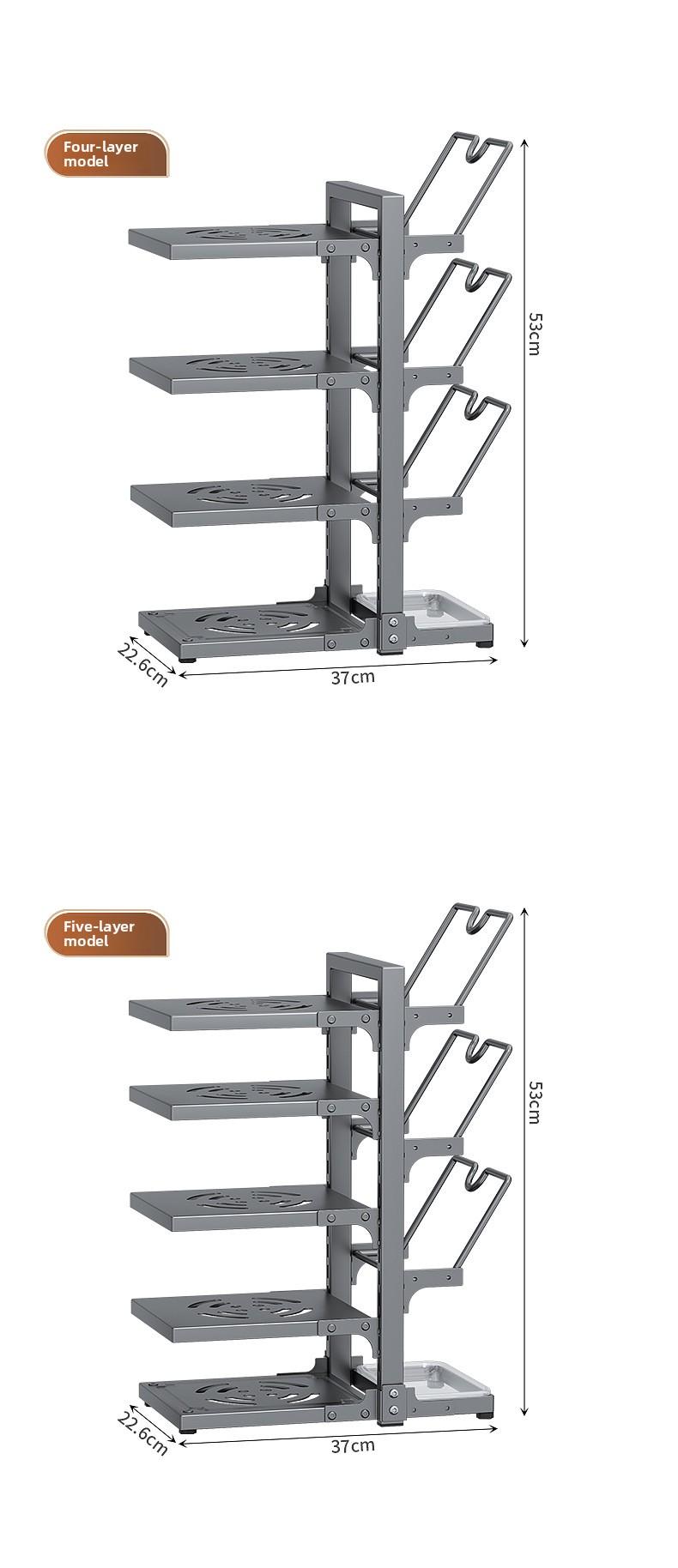 Household goods kitchen multi-functional 7-layer shelves, 304 carbon steel material, rust-proof, load-bearing strong shelves