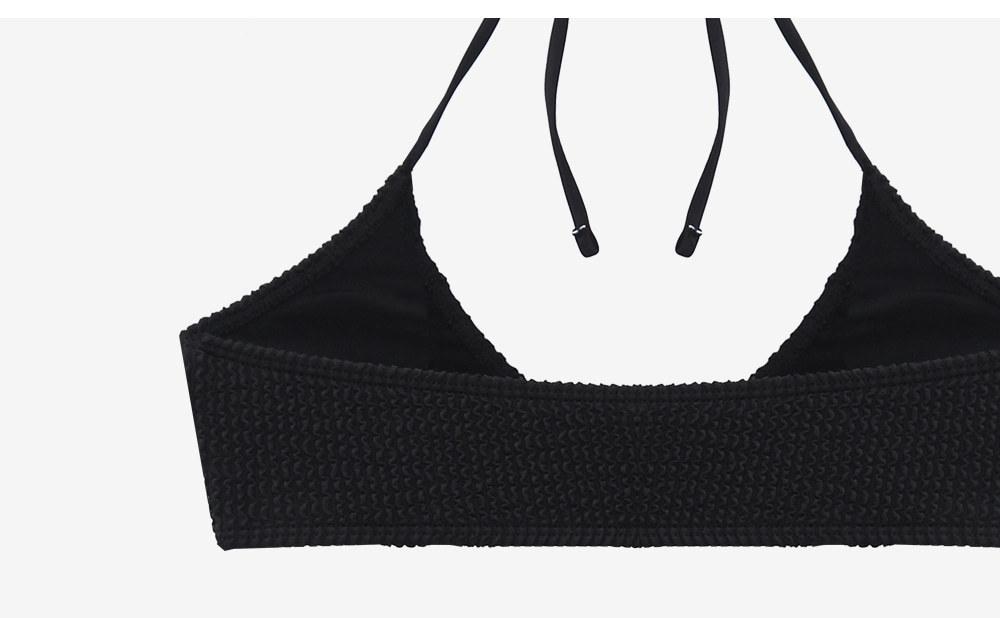 Women's Slim-Fit Solid Color Sexy Swimsuit Halter Neck Three-Piece Bikini