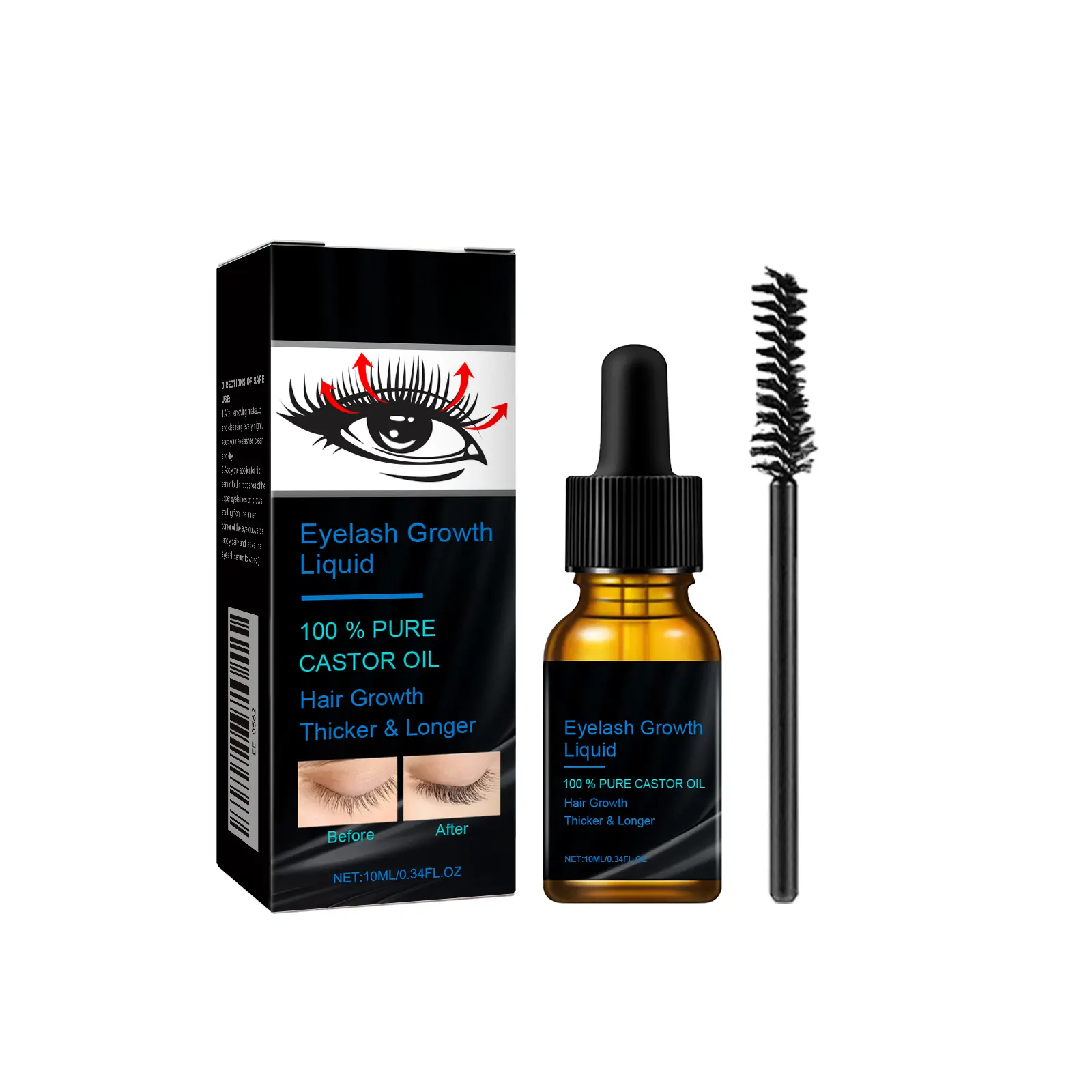 Castor Oil Lash Serum, Gentle Eyelash & Brow Conditioning Oil for Soft, Smooth, Fuller-Looking Lashes and Brows