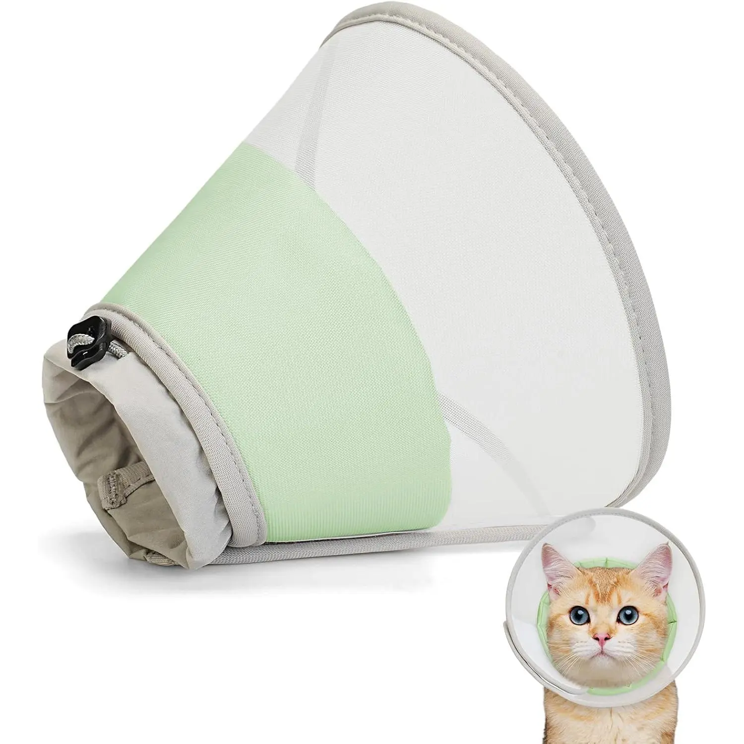 Soft Cat Cone Collar to Stop Licking, Breathable Mesh Cone with Waterproof Liner Recovery Collar, for Kitten, Comfortable Elizabethan Alternative for Spay Neuter Grooming (M)