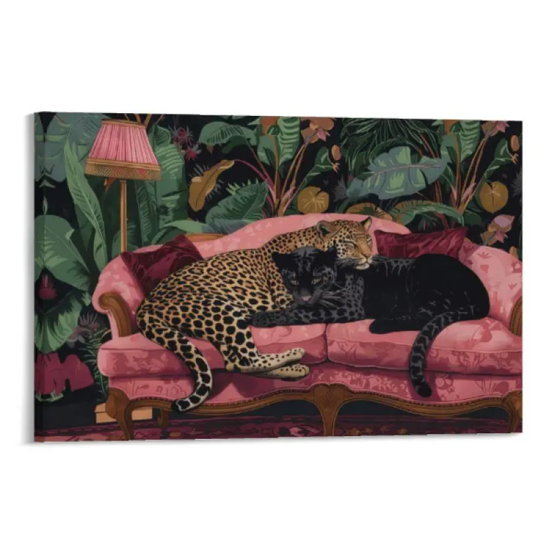 Vintage Y2K Brown Tiger And Leopard Canvas Wall Art,for Hallway Bathroom Dining Living Room Kitchen Wall Bedroom Decoration less museum-quality poster dormessentials