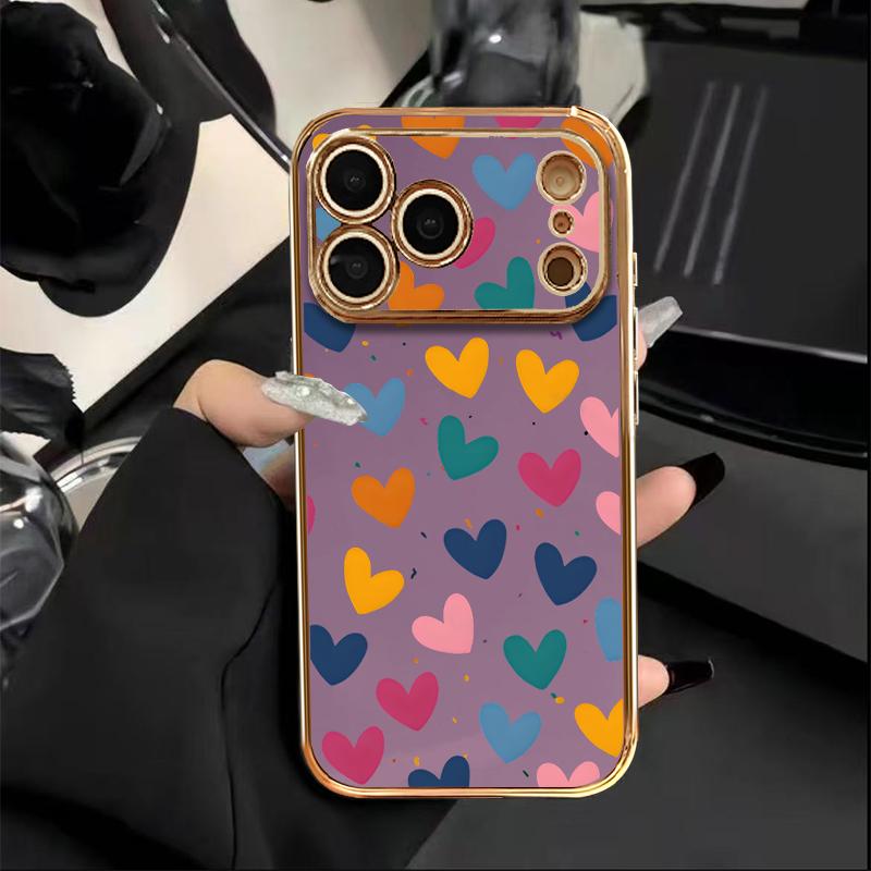 6D Electroplated Phone Case, TPU Soft Material. Full Screen Colorful Heart Character Pattern, Suitable for iPhone 17 Pro Max Phone Case 17 Air 16 Pro Max 16E 16Plus 15 Pro Max 15Plus 15 14 Pro 13 12 11 Phone Cases Shockproof Phone Case Jesus is King
