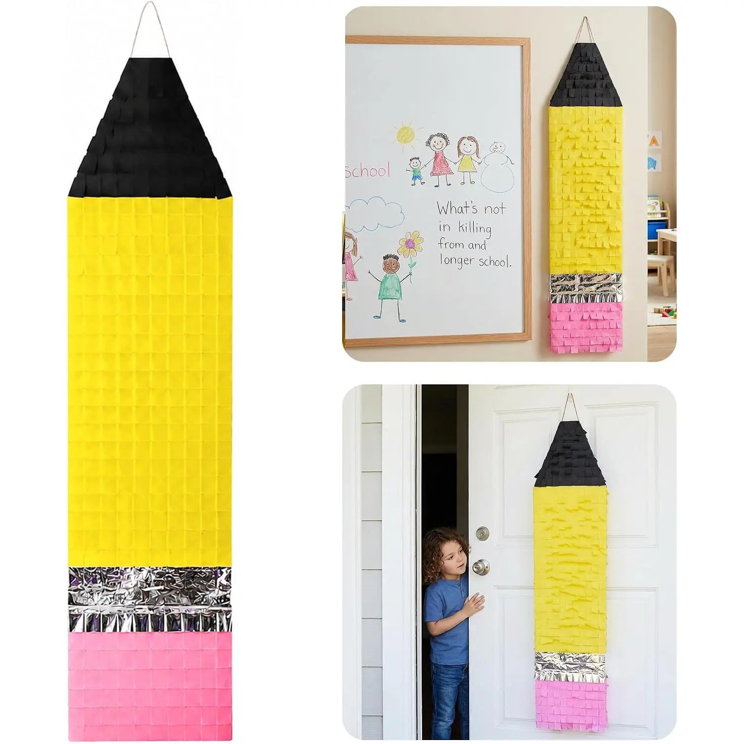 '' x 12'' Pencil Classroom Fringe Decoration, Pencil  Streamer | Classic Pencil Layered Color, Lightweight Drape Texture, Shape Retaining Structure,  to School Classroom Supplies