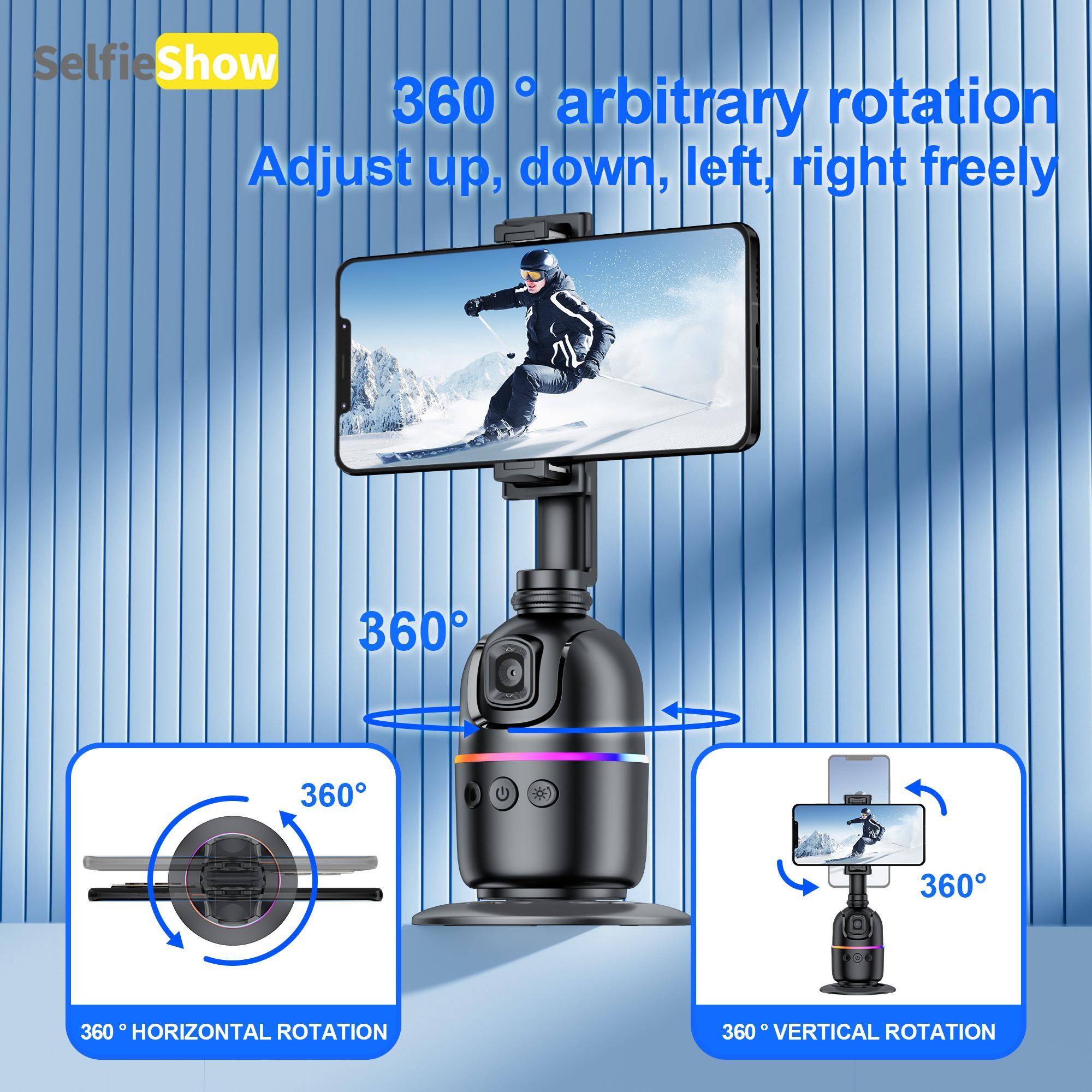 360° Rotatable Phone Holder, USB Rechargeable Smart Face Recognition Selfie Stick, Anti-shake Panoramic Shooting Phone Holder for Travel & Photography, Rotating Stand 360° Rotatable Phone Holder, USB Rechargeable Smart Face Recognition Selfie Stick, Anti-shake Panoramic Shooting Phone Holder for Travel & Photography, Rotating Stand