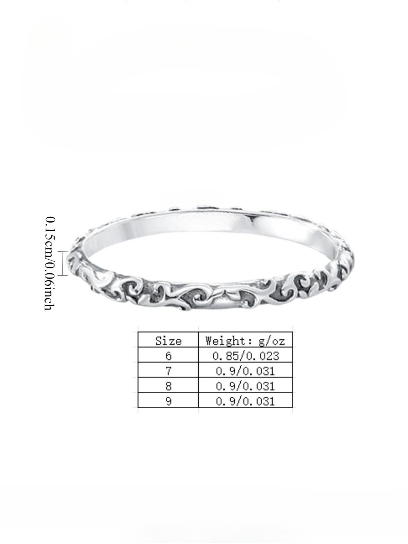 Women's S925 Silver Color Vine Pattern Ring, Fashionable New Style Jewelry for Women, Party Casual Daily Wear Gift Idea, Wedding Rings