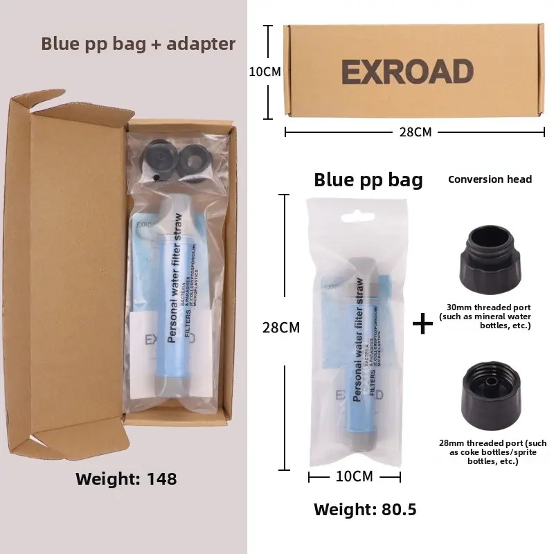 Adventure camping direct drinking water purifier emergency equipment filter cross-border portable outdoor personal water purification straw