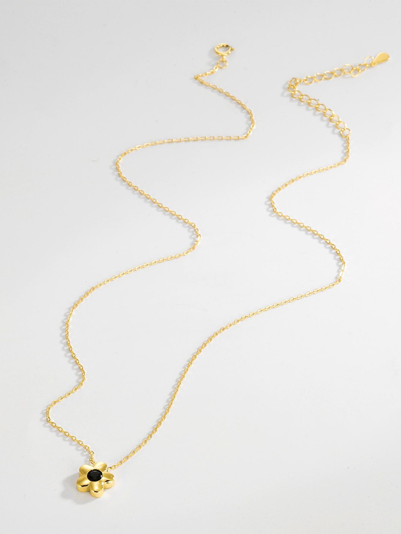 S925 Sterling Silver Daisy Flower Design Pendant Necklace for Women & Girls, Fashion Rhinestone Decor Jewelry for Party, Daily Decor, Trendy All-match & Exquisite Jewelry for Birthday Gift