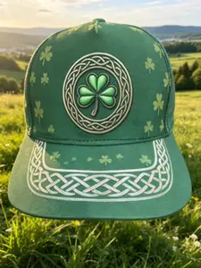 St Patrick's Day Baseball Hat, Irish Clover Celtic Knot Print, Unisex Adjustable Sun Hat, Casual All-Season Duckbill Cap