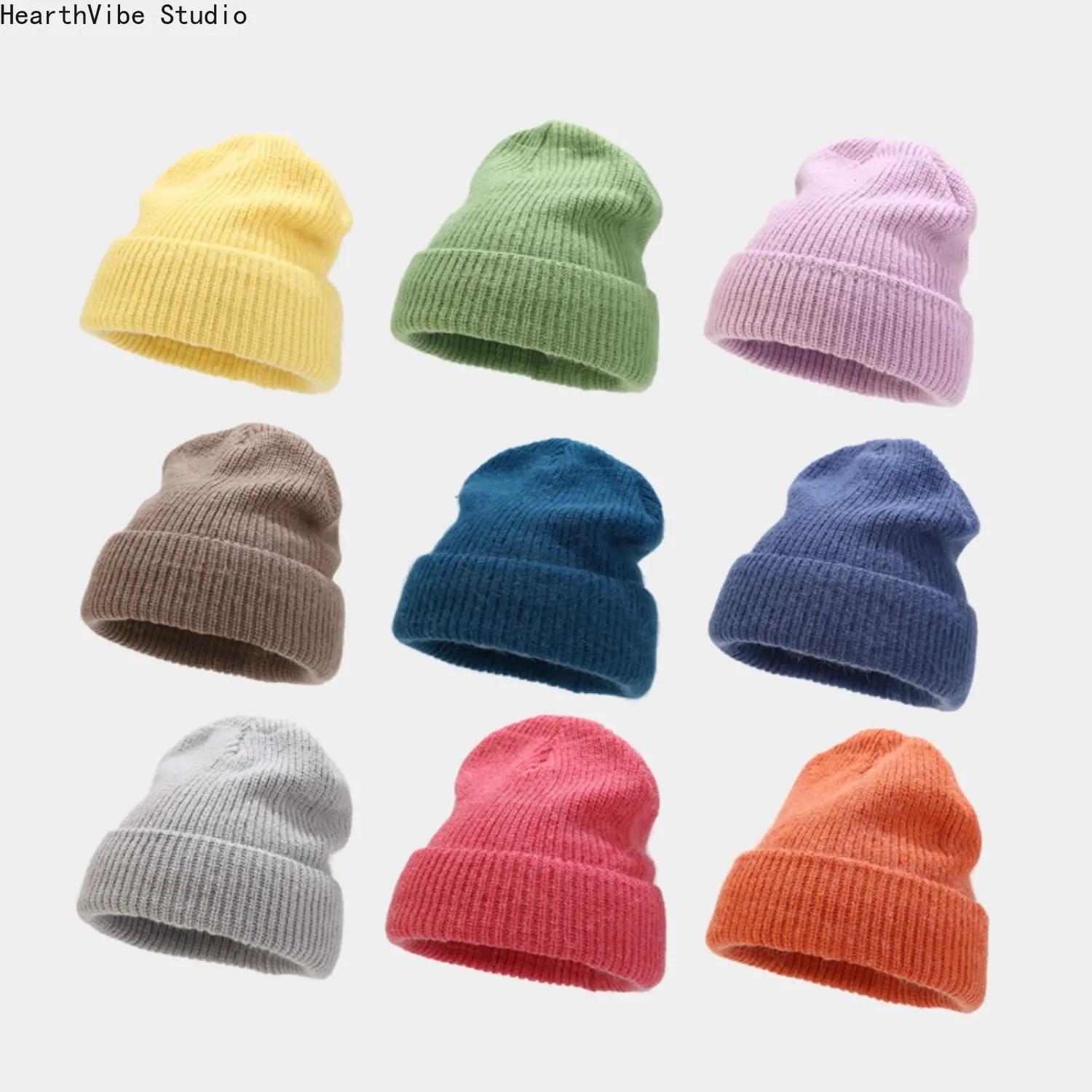 Ribbed Knit Beanie Hat for Women Men, Soft Warm Slouchy Skull Cap, Y2K Aesthetic Candy Color Cuff Watch Cap for Daily Wear