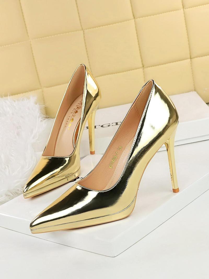 Women's Elegant Metallic Pointed Toe Stiletto Heels, Sparkly Party Shoes, Fashionable High Heel Shoes for Party, Daily Clothing Decor for Women & Girls