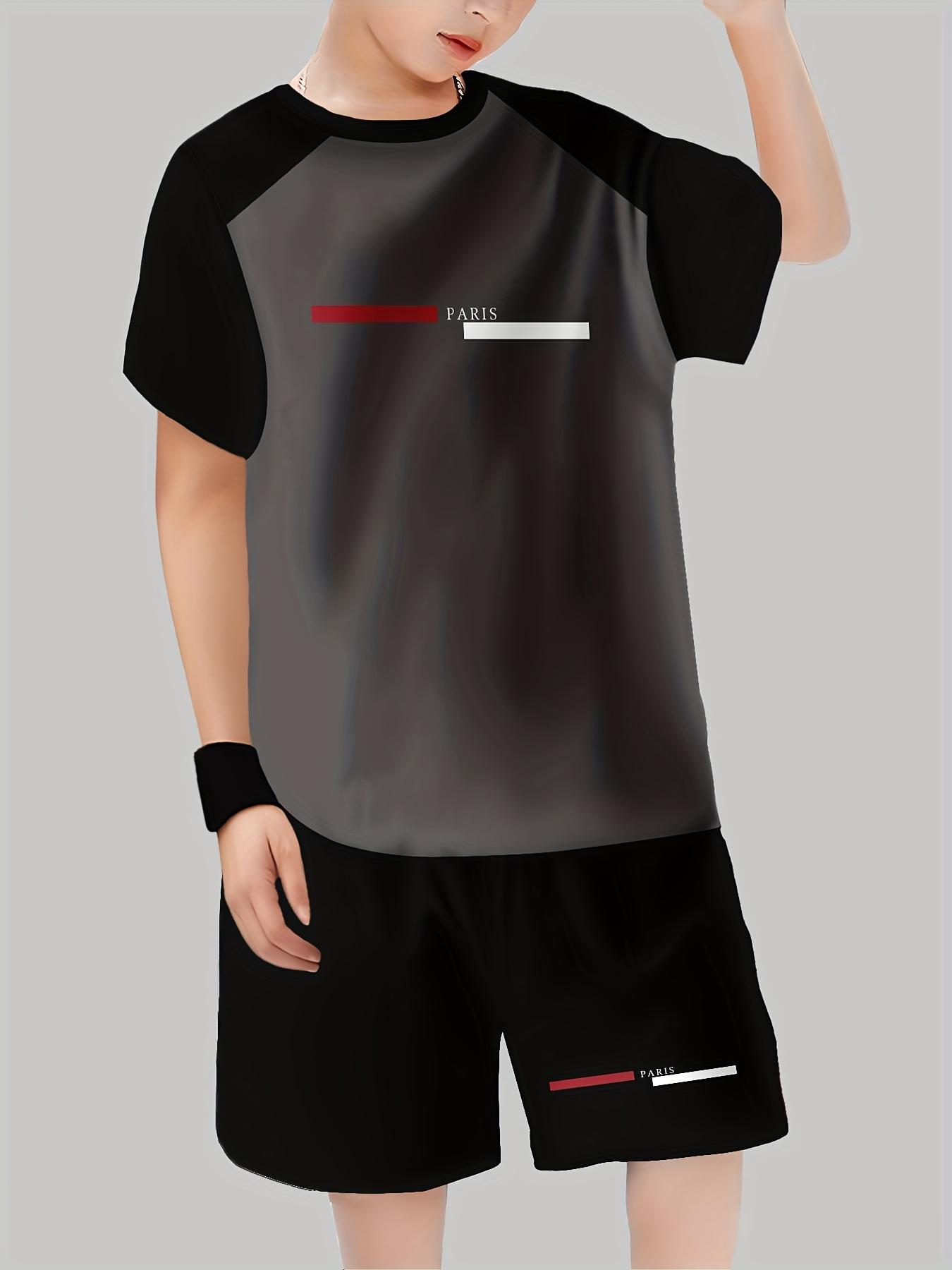 6-piece Set Boys' fashion 3D Printing Casual Short-sleeved Shorts and Sweatshirts Suitable for Outdoor Activities Set