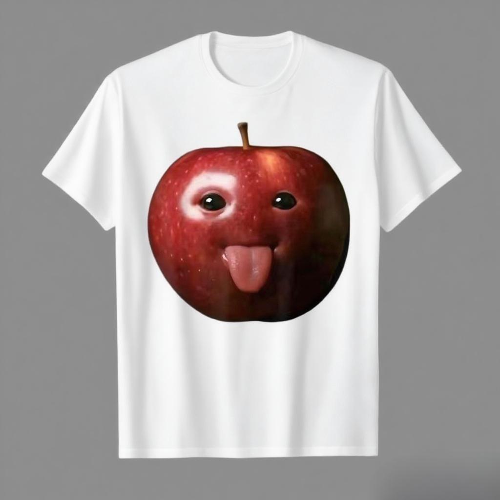 Funny Meme Apple T-Shirt Funny T-Shirt Soft Cotton Crew Neck Tee Summer Soft Unisex Stylish Fashion Casual Breathable Cotton T-Shirt Funny Apple Short Sleeve