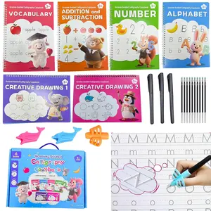 Magic Grooved Writing Practice for  3-5,   grooved Handwriting Practice, Your Little Explorer  Magic Happy Writer System  Set  6-8 for  Letter tracing Books