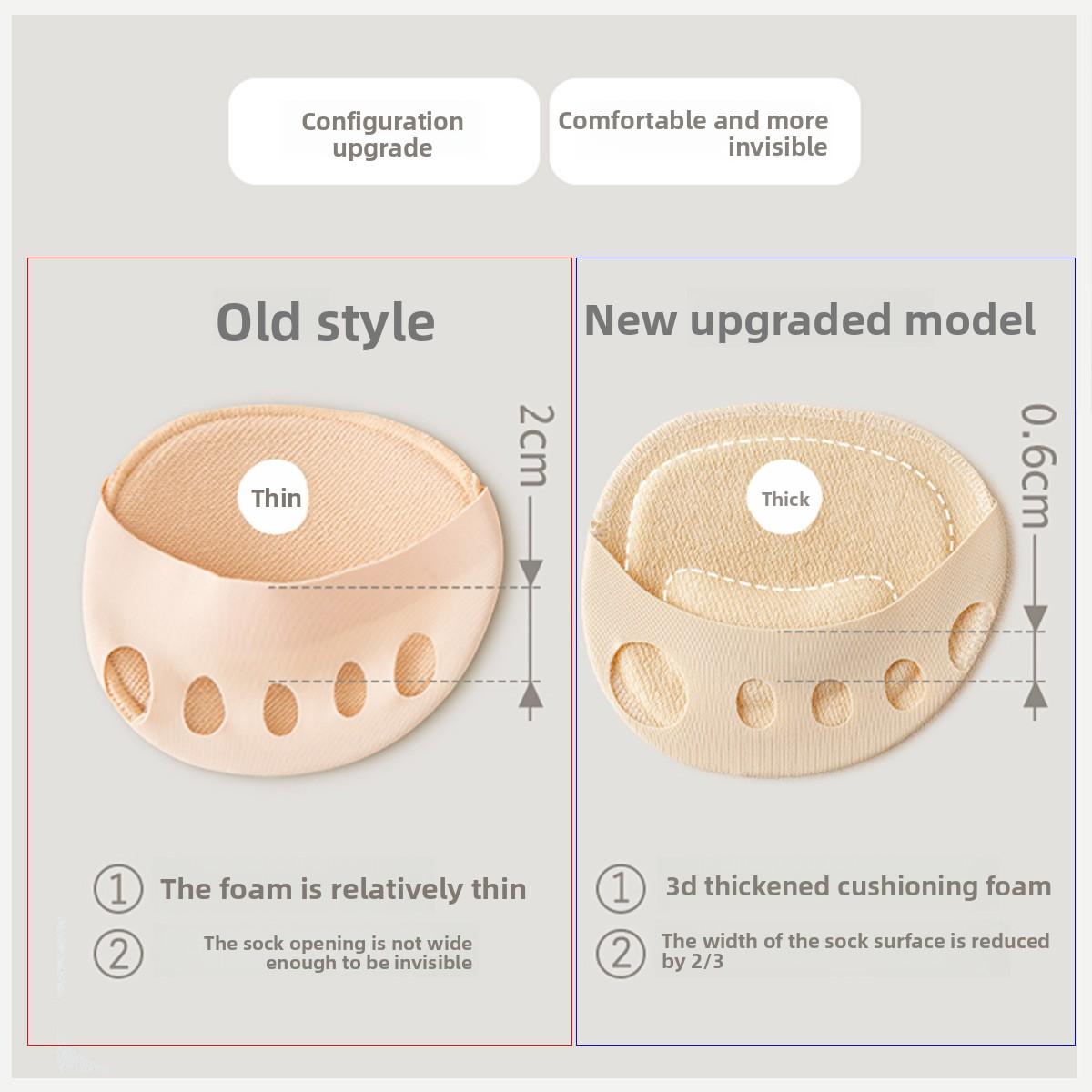 Five-finger suspenders, women's half-foot boat socks cover, thin pure cotton bottom front pad, invisible split-toe high heels, sweat-absorbing and non-slip.