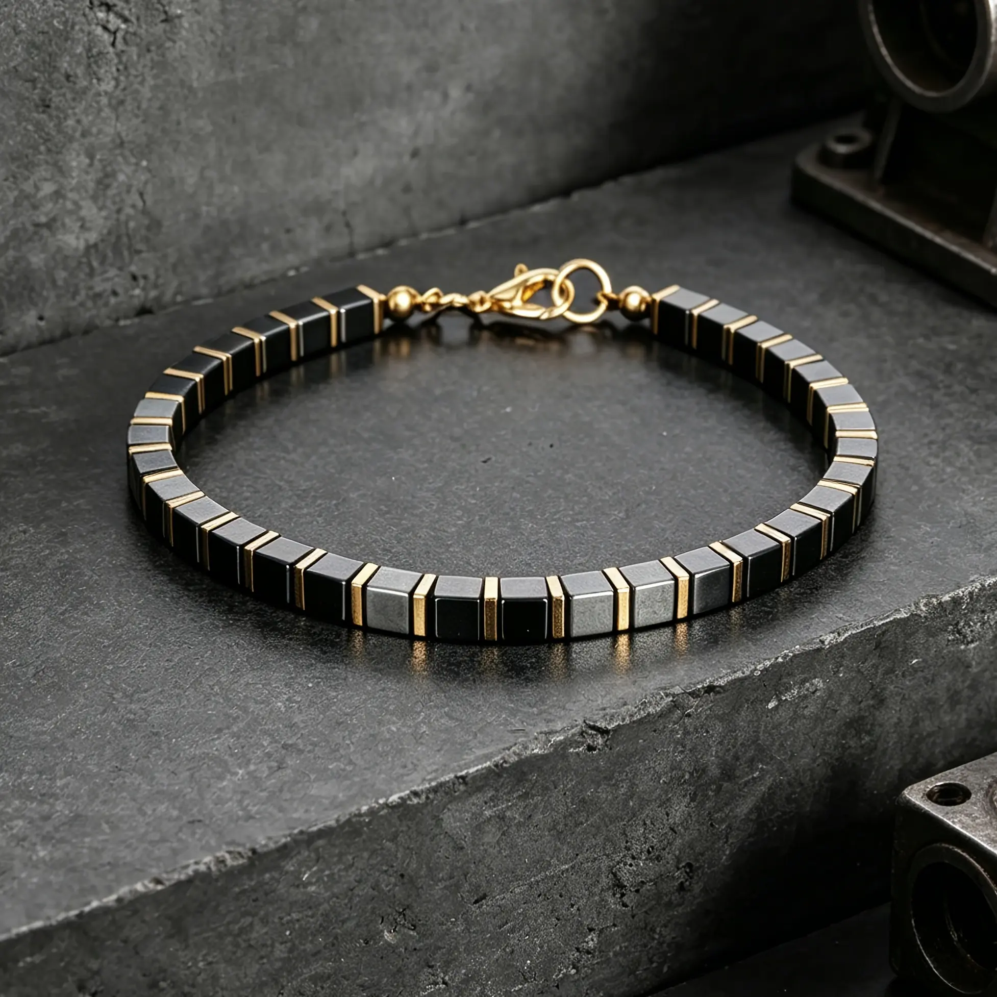 1pc Unisex bracelet, Handcrafted Adjustable Design, Natural Stone Bracelet Made of Genuine Black Onyx for Comfortable Wear.Suitable for Daily Use in All Seasons, a Stylish Option.Durable and Washable﻿﻿