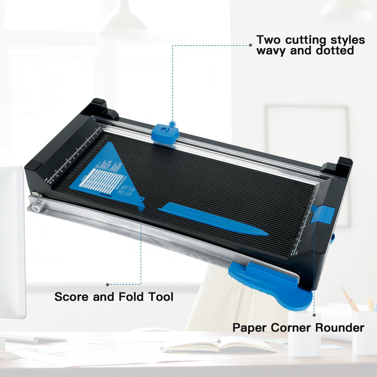A4 Double-sided Cutting Plotter, 5 in 1 Multifunctional Cutting Machine with Straight/Wavy/Dotted Line Blade, Office Cutting Supplies for Teachers & Office Staff