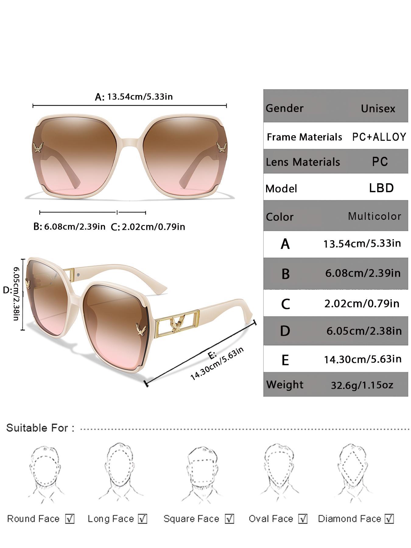 Trendy Large Frame Sunglasses, Tinted Lens Sunglasses with Box & Gift Packaging, Fashion Accessories for Women & Girls for Travel Use, Stylish Glasses