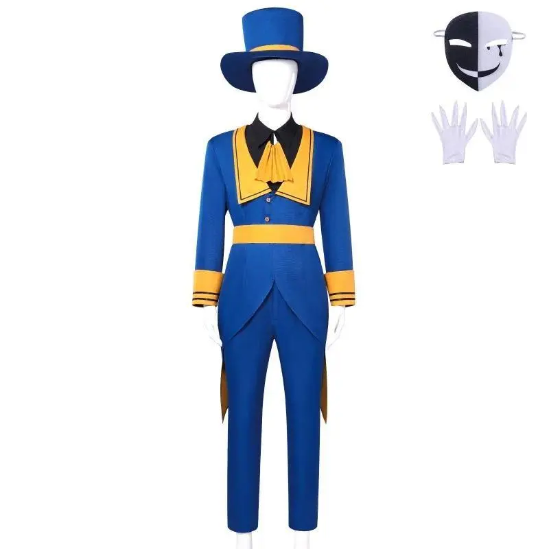 The Freak Circus Ticket Taker Cosplay Costumes Wig Coat Pants Hat Mask Circus Clown Suits for Halloween Carnival Horror Party