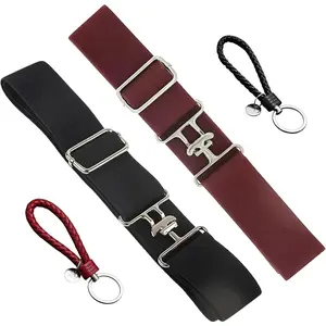 2 count Equestrian Belts for Women, Adjustable Elastic Horse Riding Belt with Metal Horse Bit Buckle, Stretch Sporting Belts for Breeches and Casual Wear