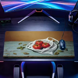 Extra Large Fresh Red Tomatoes in Mesh Bag Mouse Pad,Non Slip Rubber Pad,Desktop Decoration Drotection Pad,Washable,Lock Edge Multi Size,Premium Multipurpose Mousepad For Kitchen,Dining Room,Gift for Family and Friends