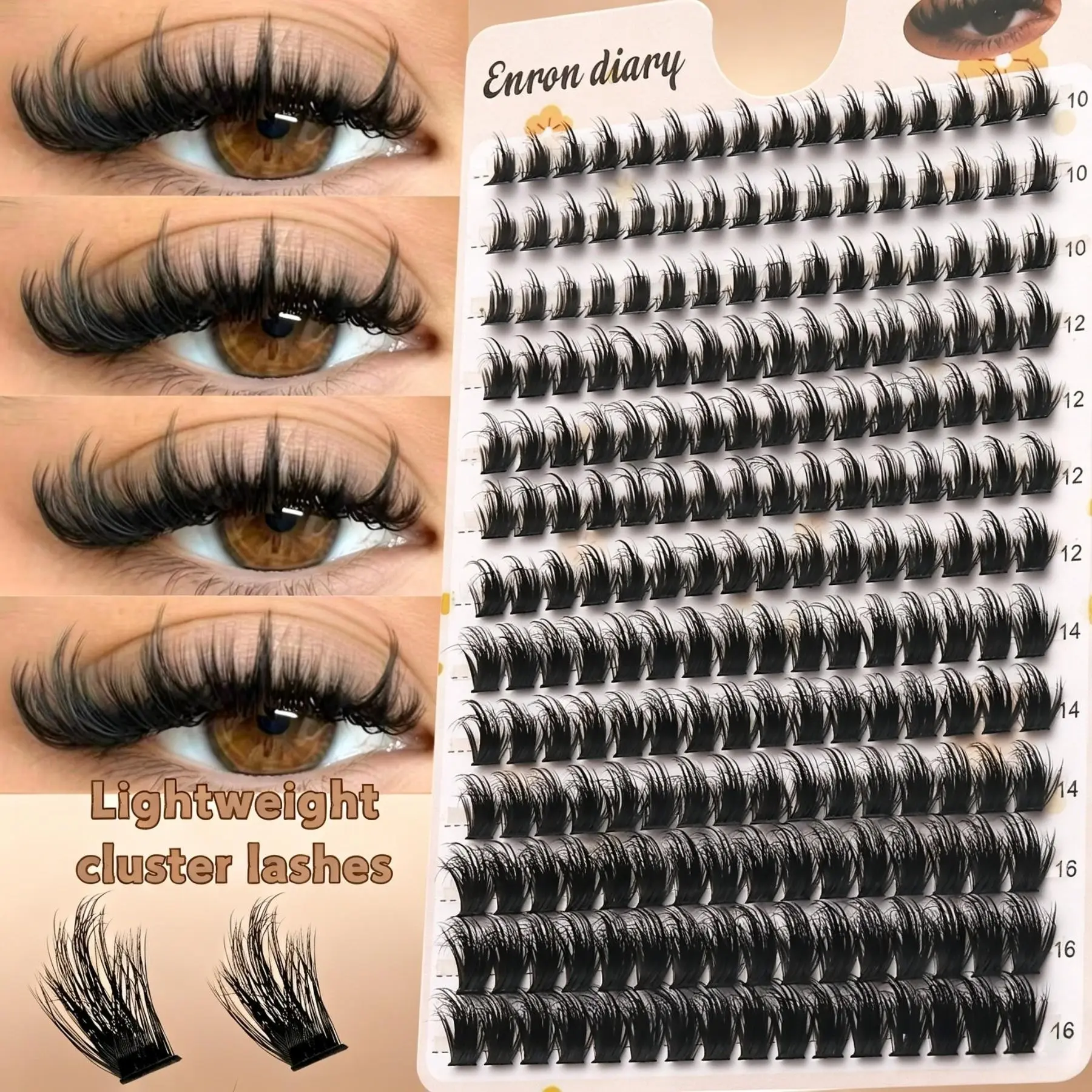 D-Curl 100D Spike Evil Lash Clusters 208PCS, Soft Thick Manga Dramatic Volume Cluster Lashes, Long Lasting Waterproof DIY Lash Extensions Suitable for Outdoor Vacation Summer Looks