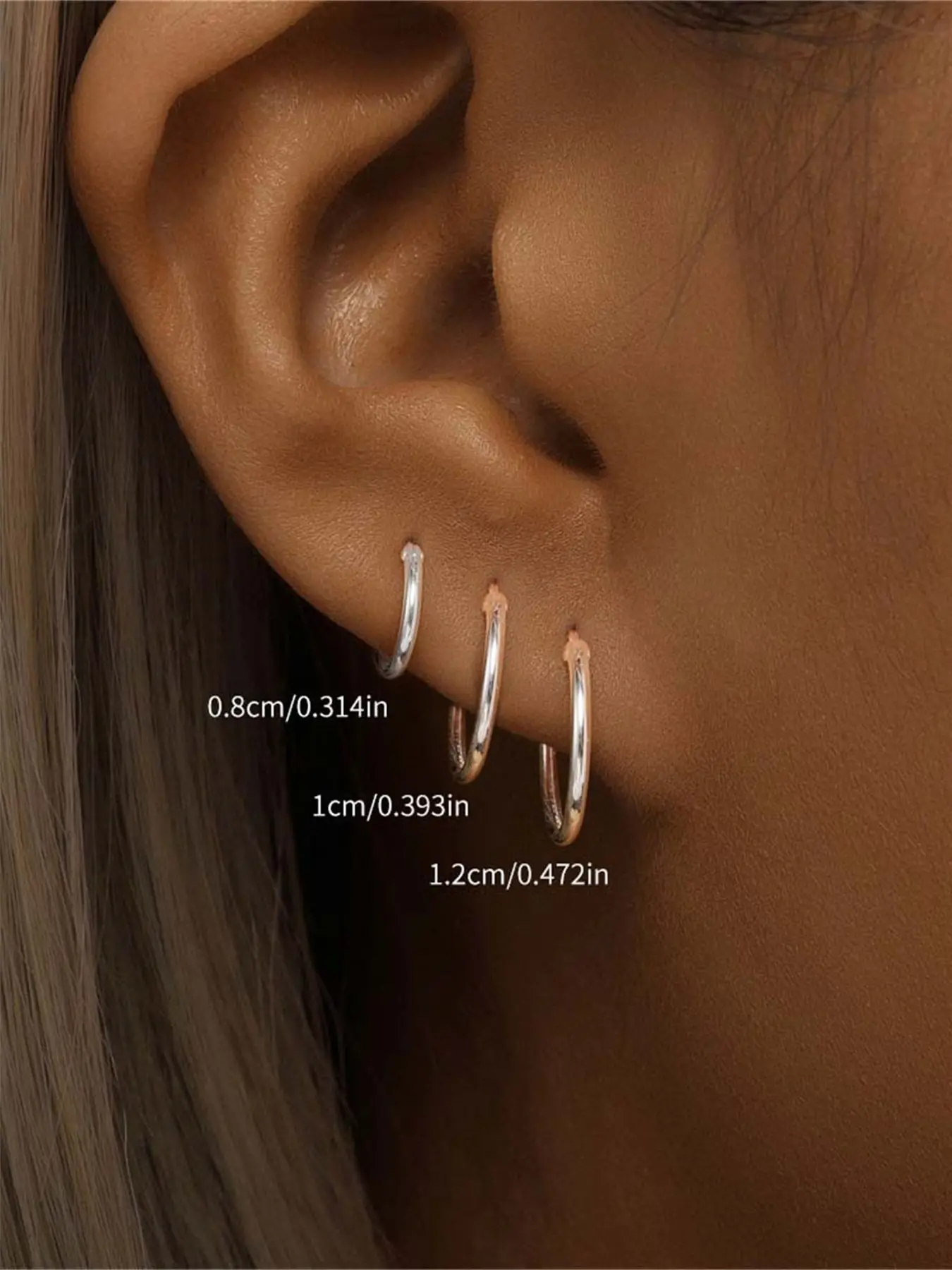 3pcs 925 Sterling Silver Hoop Earrings for Women,18K White Gold Plated Huggie Earrings fit Cartilage,Helix,Tragus,Earlobe Piercing Jewelry,Lightweight&Hypoallergenic,8mm/10mm/12mm