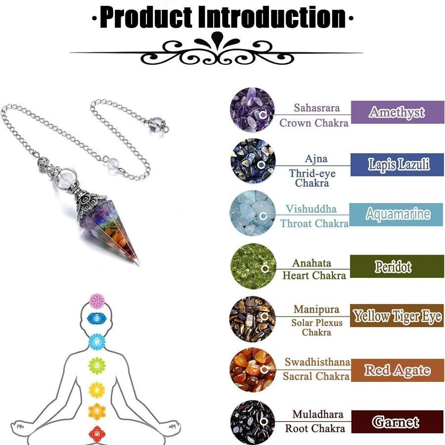 Vintage Style Colorful Crystal Pendulum, 1 Count Gemstone Rainbow Crushed Stone Resin Spiritual Pendulum Accessory, Retro Natural Crystal Pendant for Home Office Dormitory School Car