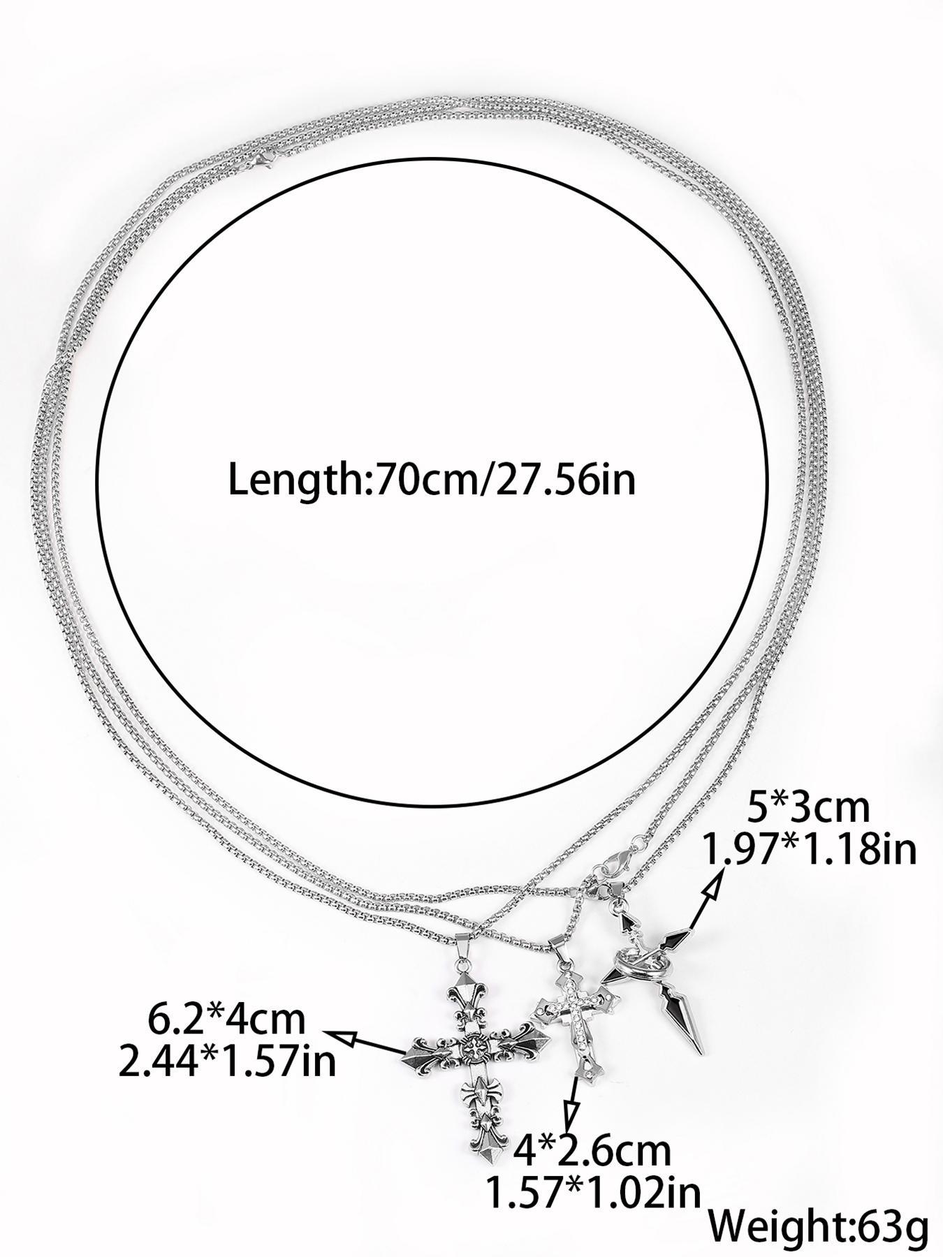 Street Style Cross Pendant Necklace, Stainless Steel Jewelry for Party, Daily Clothing Decor, Trendy All-match & Exquisite Jewelry for Birthday Gift, Cross Necklaces