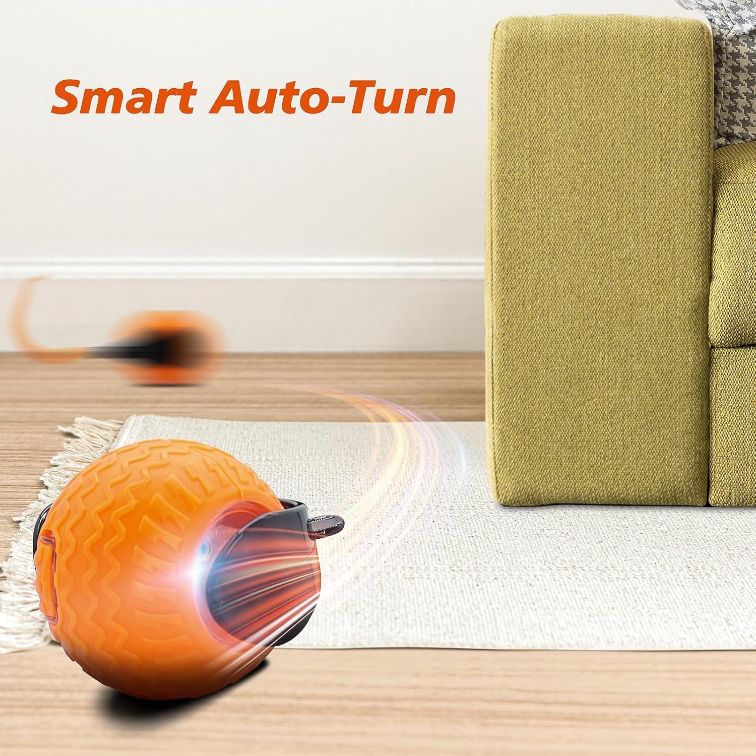 Interactive Cat Toy Ball, Automatic Interactive Pet Toy with Tail, Rechargeable Dual Speed Design for Indoor Cats, Small/medium/large Sizes，Activated with Bird Sound, Tail, Obstacle Avoidance, and Puzzle Features for Indoor Cats | Stimulates Hunting Insti