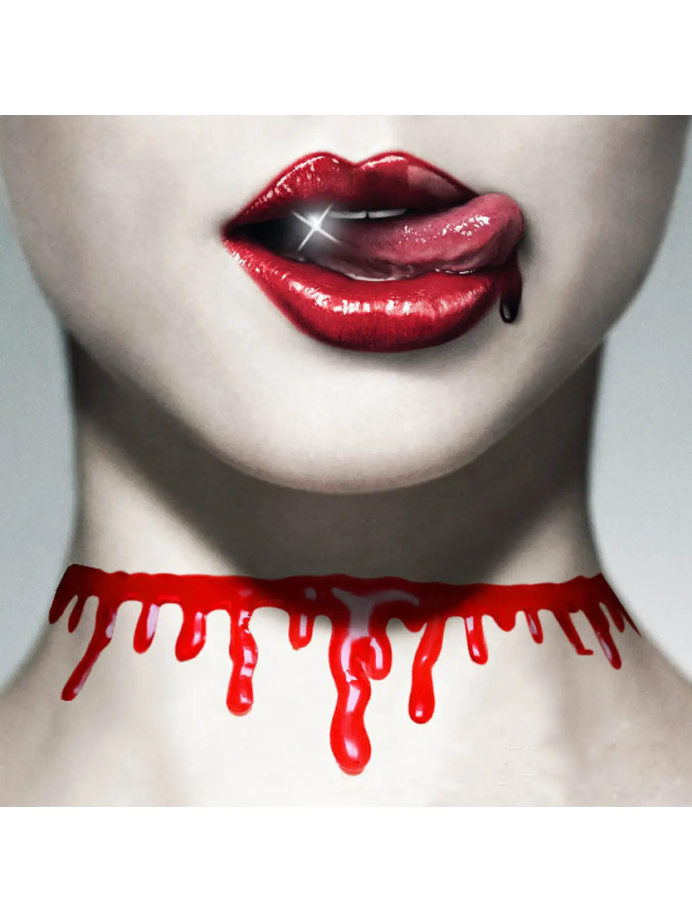 Halloween Realistic Blood Drip Choker Necklace, Horror Bleeding Cut Throat Neck Chain, Vampire Zombie Cosplay Costume Accessory, Scary Prop for Haunted House Masquerade Party Prank Jewelry