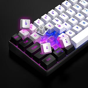 60% Gaming Keyboard and Mouse Combo, Ultra-Compact 61-Key RGB Backlit Mini Keyboard, Lightweight 7200 DPI Honeycomb Optical Mouse, RGB Wired Gaming Set for PC PS5 Xbox Gamer(White-Black)