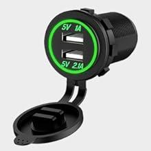 Nilight 5Gang Green Rocker Switch Panel w/ Dual USB Voltmeter Fuse