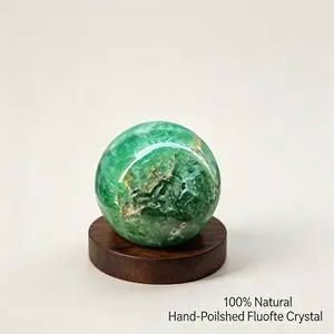 Natural Green Fluorite Healing Crystal Ball - Bohemian Home Decor Fengshui Ornament for Energy Purification, Chakra Healing indoor air