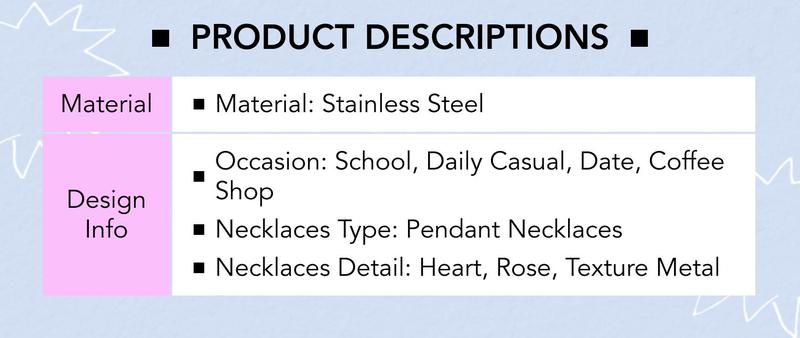 Cider ROSE DECOR HEART PENDANT NECKLACES