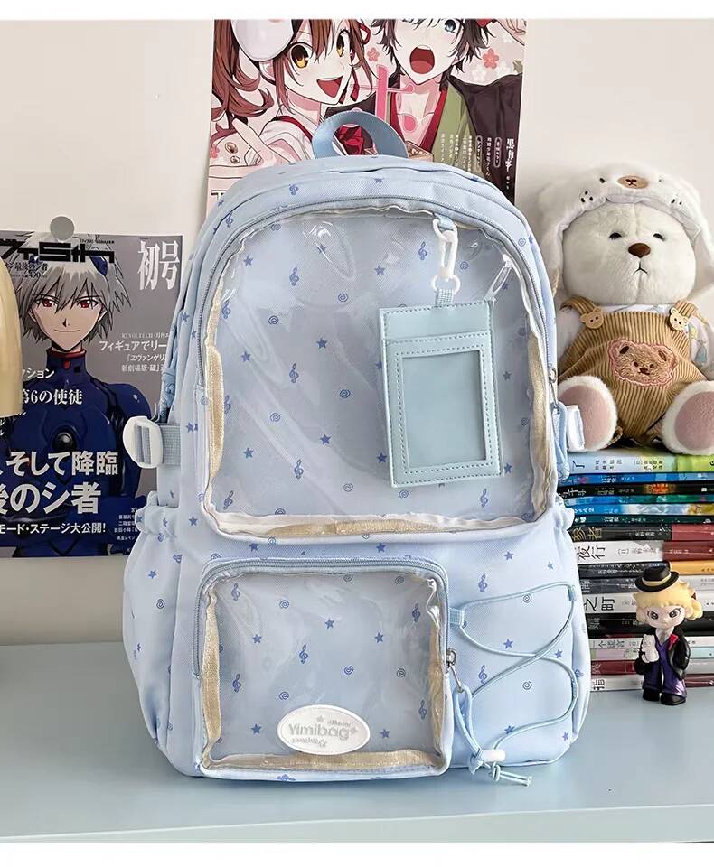 New Y2K Cute Ita Backpack Large Capacity Commute Rucksack Girl Transparent DIY Display Knapsack Outdoor Fashion Travel Schoolbag