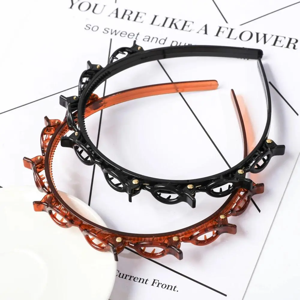 Woven Double-Layered Headband with a Braided Weave and Pearl Accents, Lightweight Hair Accessory for Women, Comfortable Fit, Leather Cowhide, Female Headband, Casual Wear, Everyday, One Size