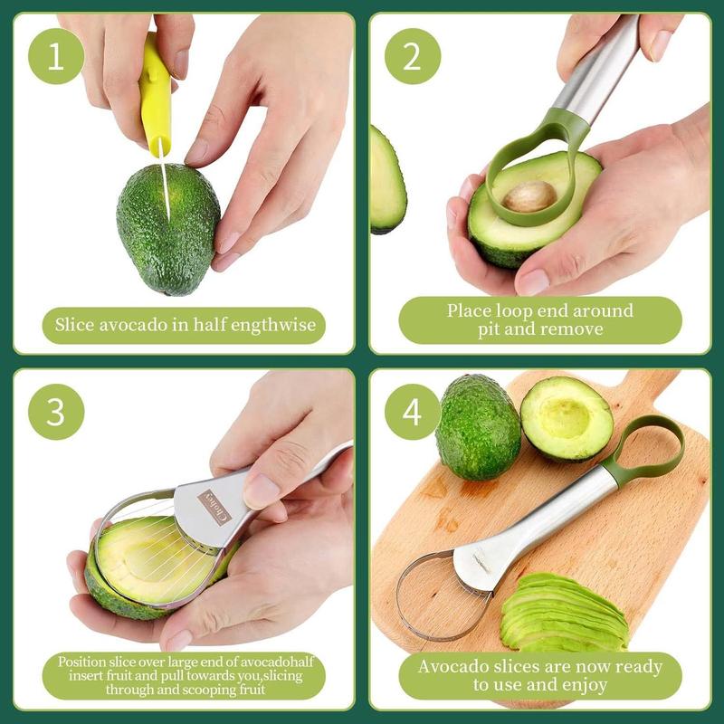 Avocado Slicer,Avocado Pit Remover /Peeler,Well Made Stainless Steel Avocado Slicer and Pitter Tool,Really  Thin Slices, Holiday Gifts
