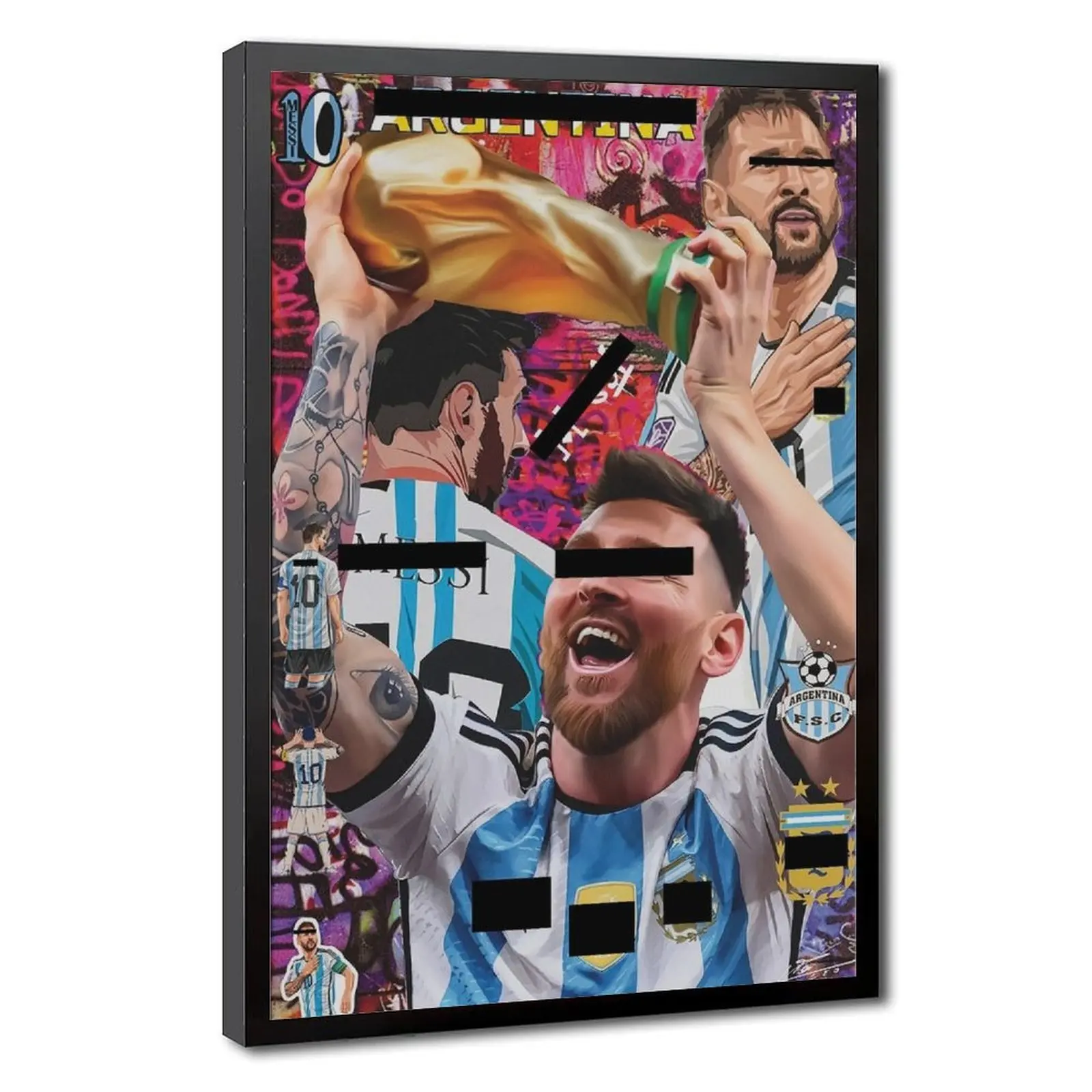 Pop Art Soccer Star Framed Canvas Wall Art Print, Minimalist Hanging Artwork for Teens' Gift, Living Room & Bedroom Home Decor