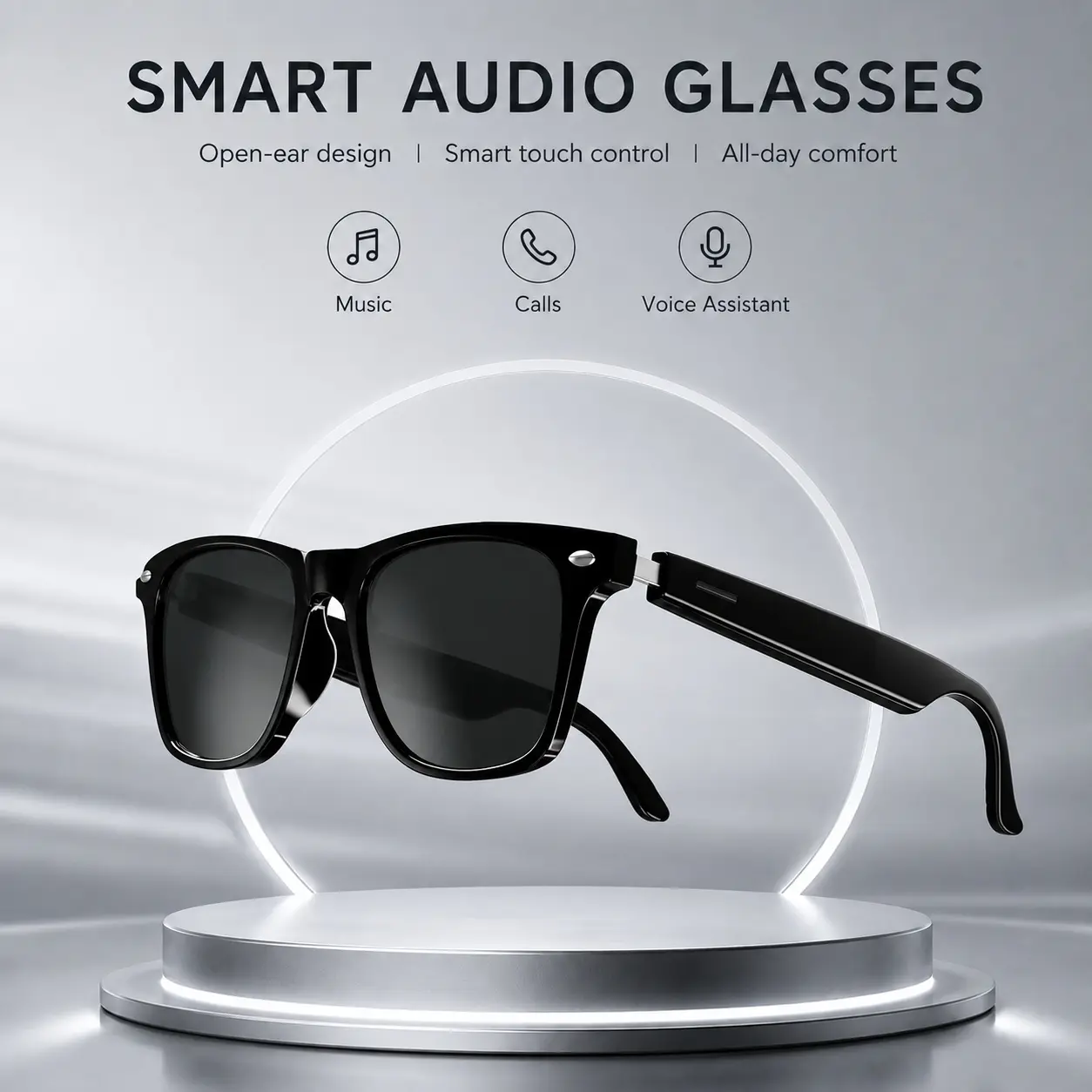 Smart Glasses,Bluetooth Audio Glasses with  Open-Ear Speakers & Mic, Hands-Free Calls, Touch Control, Voice Assistant,,Smart Glasses for Men Women