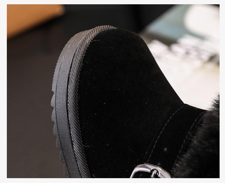 New[Girls' Winter Comfort Boots] Soft Fabric Lining, Durable Rubber Sole Girls' Winter Comfort Boots |             Slip-On Round Toe, Casual & Preppy Style, Perfect for Outdoor & Casual Attire, Minimalist Design