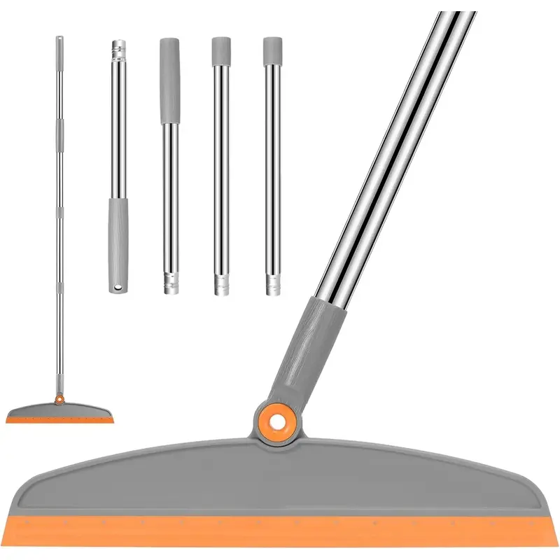 Multifunction Magic Broom, 54 Inch Adjustable Long Handle  Floor  Broom, Sweep and Scrape 2 In 1 Household Cleaning Brooms for Floor, Bathrooms, Kitchens, Showers, Tile, ,Glass