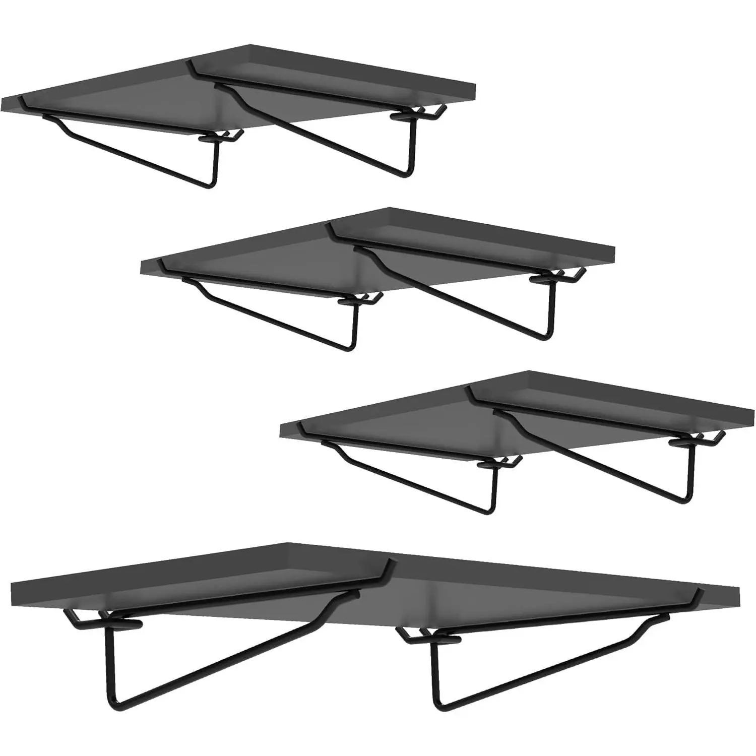 Black Pegboard Shelf Set, 4 pcs, 8" x 16" | Peg Board Shelving with 4 Wood Boards & 8 Hooks, 30 lb Capacity Storage Rack for Garage, Workshop, Craft Room, Kitchen