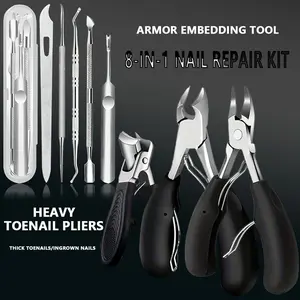 8-Piece Elderly Ingrown Nail Clipper Set, Men's Thick Toe Nail Clippers, Professional Ergonomic Stainless Steel Beauty Kit