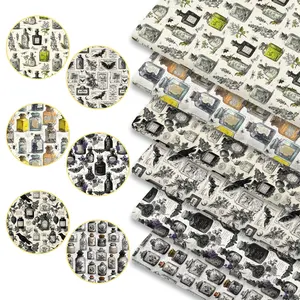 6pcs Vintage Apothecary Print Fabric Bundles, 45cm*50cm/17.72in*19.69in Retro Pharmacy Pattern Fabric Squares for Quilting, Patchwork DIY Sewing Material for Bedding, Tablecloth, Bags, Masks, Hats, Headbands, Pillowcases