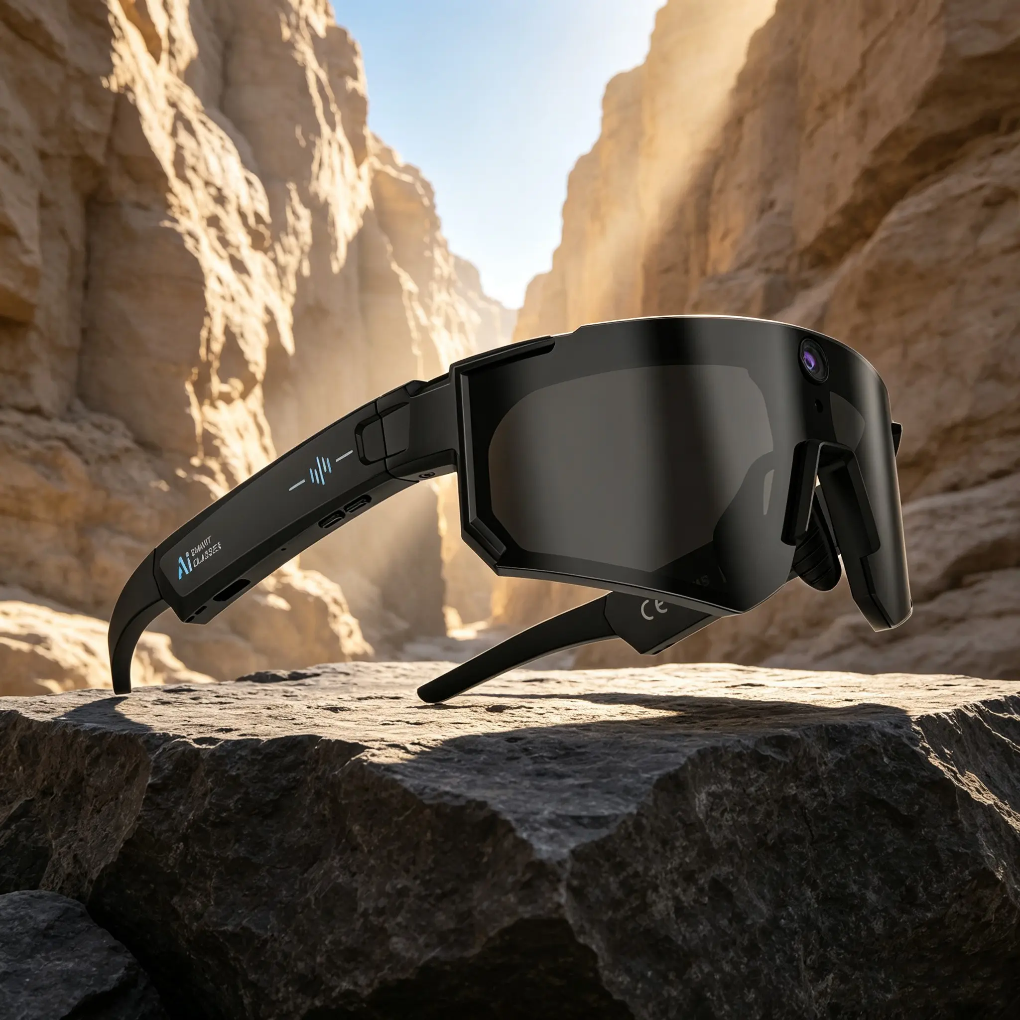 One-click record first-person view smart sunglasses, 8MP HD camera, one-click voice recording, AI real-time translation and object recognition, Bluetooth calling 290mAh battery with WiFi transmission