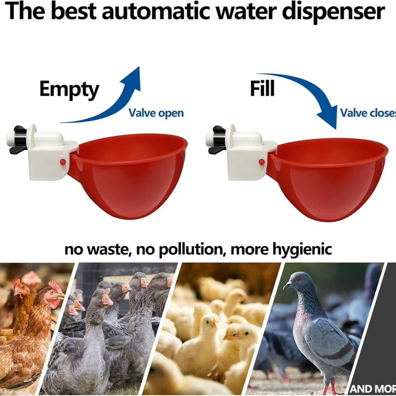 Automatic Chicken Waterer Cup, Easy Install Poultry Feeder for Hen House Farming, Durable PP Material for Chickens Ducks Birds