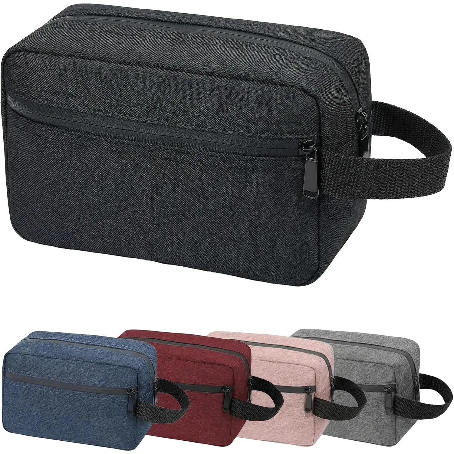 Travel Toiletry Bag for Women Men, Small Makeup Bag, Water-Resistant Cosmetic Bag, Cosmetic Pouch, Traveling Dopp Kit, Travel Essentials Accessories (Black)